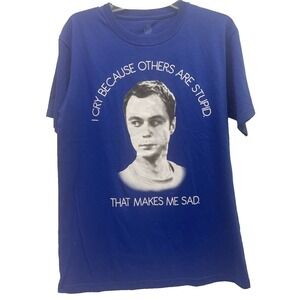 The Big Bang Theory Sheldon Cooper T Shirt Men Medium Blue Excellent Graphic Tee